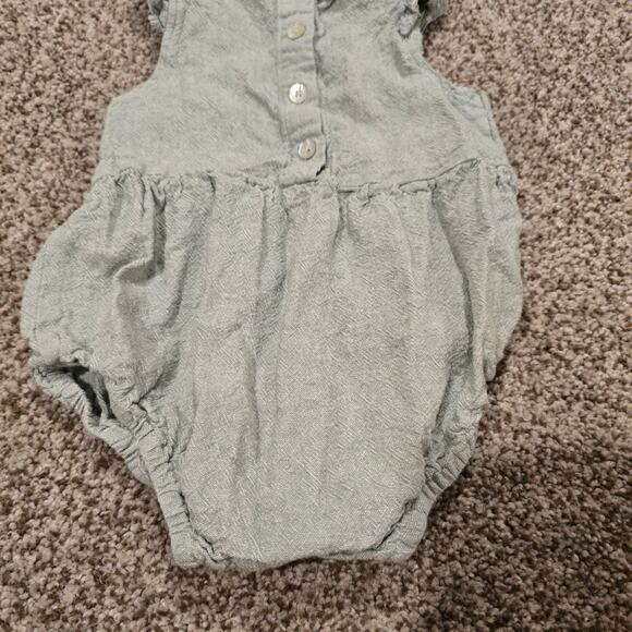 Toddler Girl Rylee + Cru Green Linen Blend One Piece Romper Outfit | Size 2-3Y - Picture 7 of 9